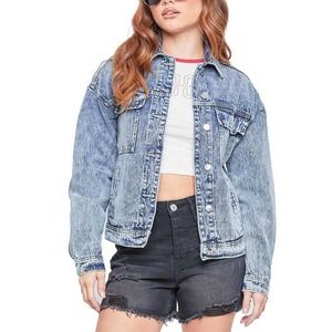 YMI Denim Trucker Jacket Acid Wash Blue Jean Cotton Oversized Utility XL